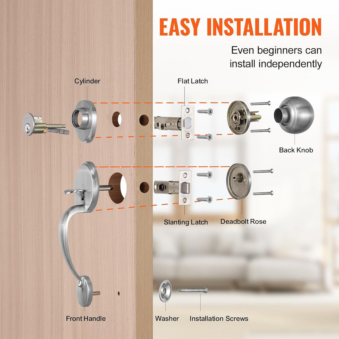 VEVOR Front Door Handle & Deadbolt for Right & Left Handed Entrance (Open Box)