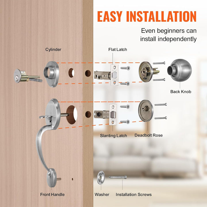 VEVOR Front Door Handle & Deadbolt for Right & Left Handed Entrance (Open Box)
