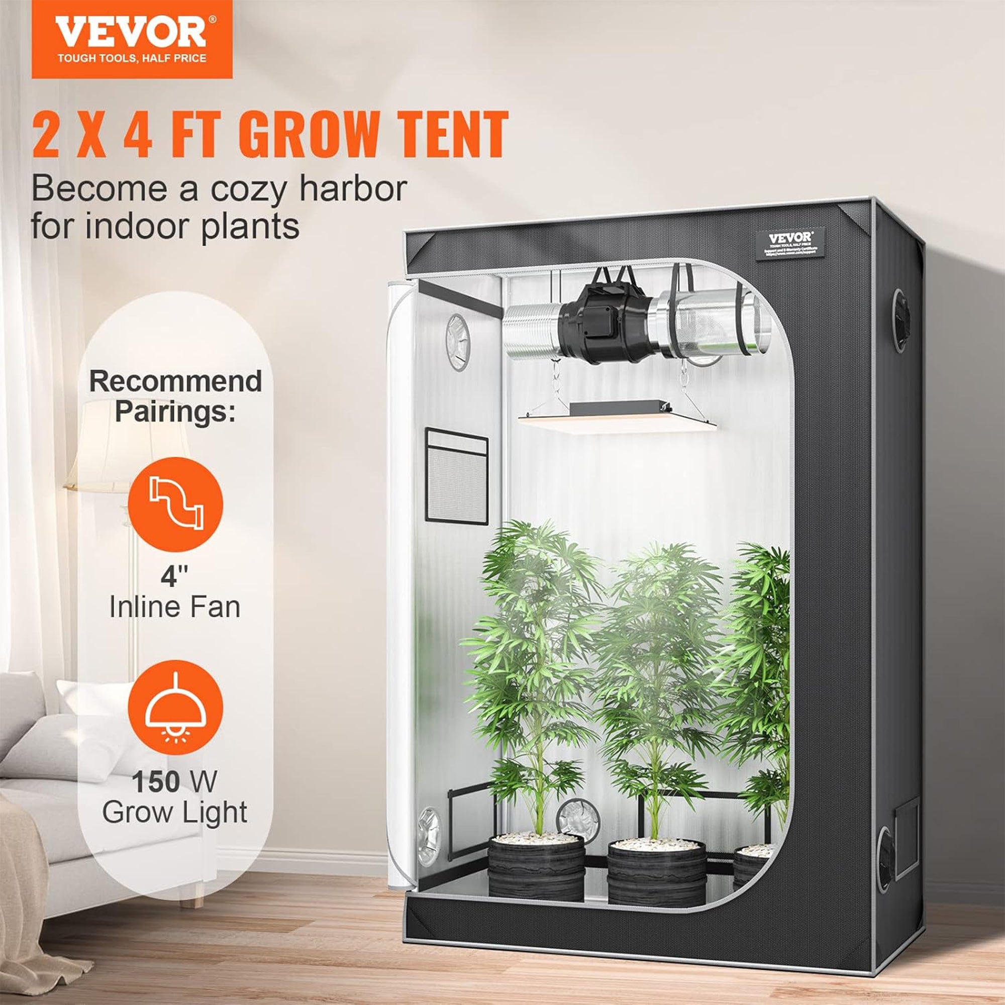 VEVOR Hydroponic Grow Tent, Complete Indoor Plant Growing System, 4x2’(Open Box) - VMInnovations