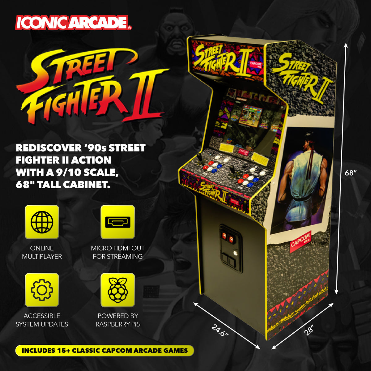 Iconic Arcade Street Fighter II: The World Warrior XT Arcade Machine (Open Box)