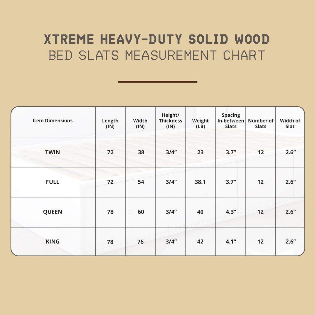 Hercules Xtreme Heavy-Duty Solid Pine Wood Bed Slats Bunkie Board, Full Size