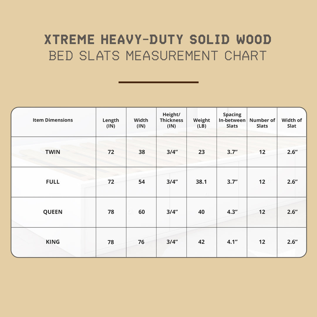 Hercules Xtreme Heavy-Duty Solid Pine Wood Bed Slats Bunkie Board, King Size