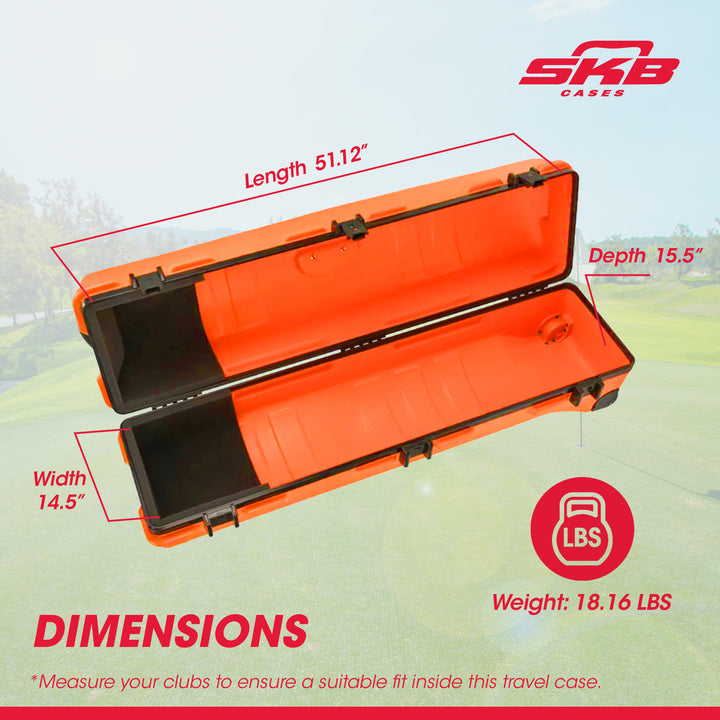 SKB Cases Pro XL Hard Plastic Storage Cart Golf Travel Case, Orange (Open Box)