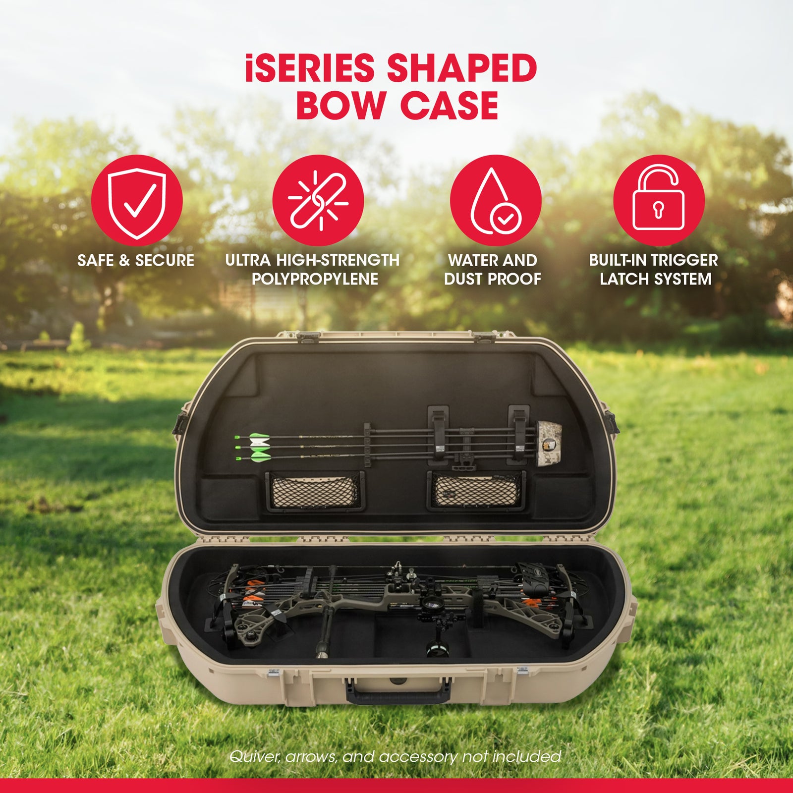 SKB Hard Protective Storage Case, Archery Bow & Arrow iSeries Shaped Case, Tan - VMInnovations