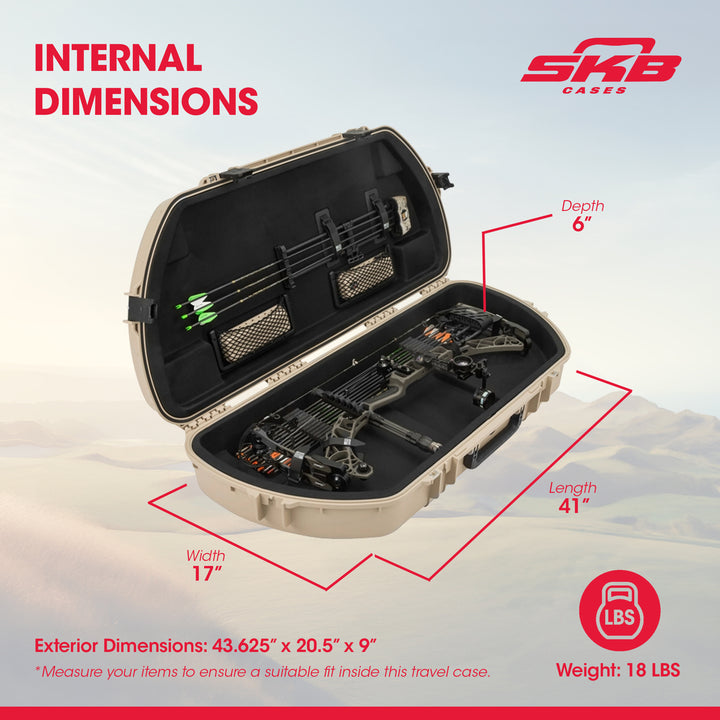 SKB Hard Protective Storage Case, Archery Bow & Arrow iSeries Shaped Case, Tan - VMInnovations
