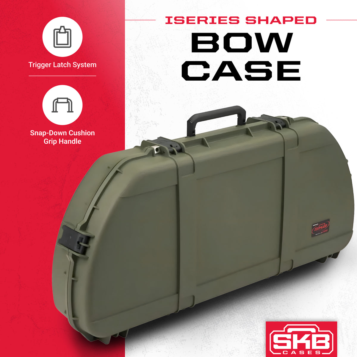 SKB Hard Protective Storage Case, Archery Bow & Arrow iSeries Shaped Case, Green - VMInnovations