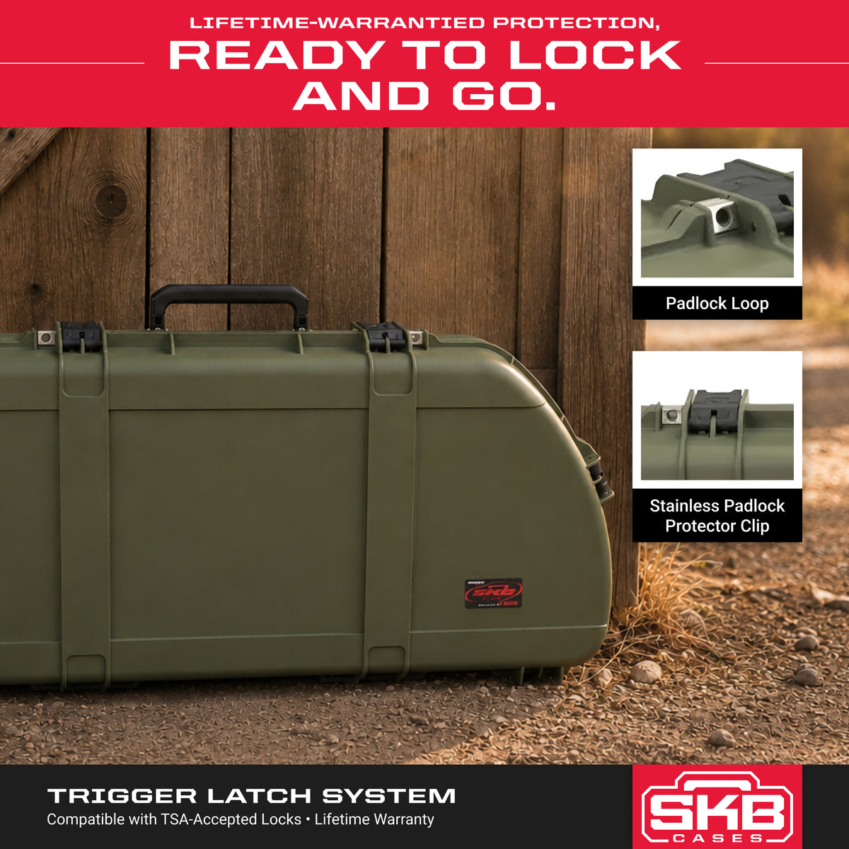 SKB Hard Protective Storage Case, Archery Bow & Arrow iSeries Shaped Case, Green
