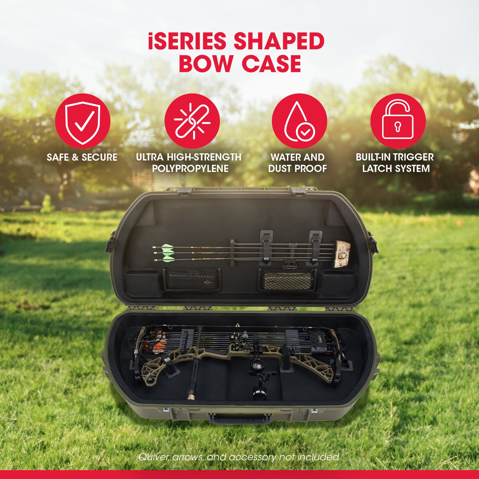 SKB Hard Protective Storage Case, Archery Bow & Arrow iSeries Shaped Case, Green - VMInnovations