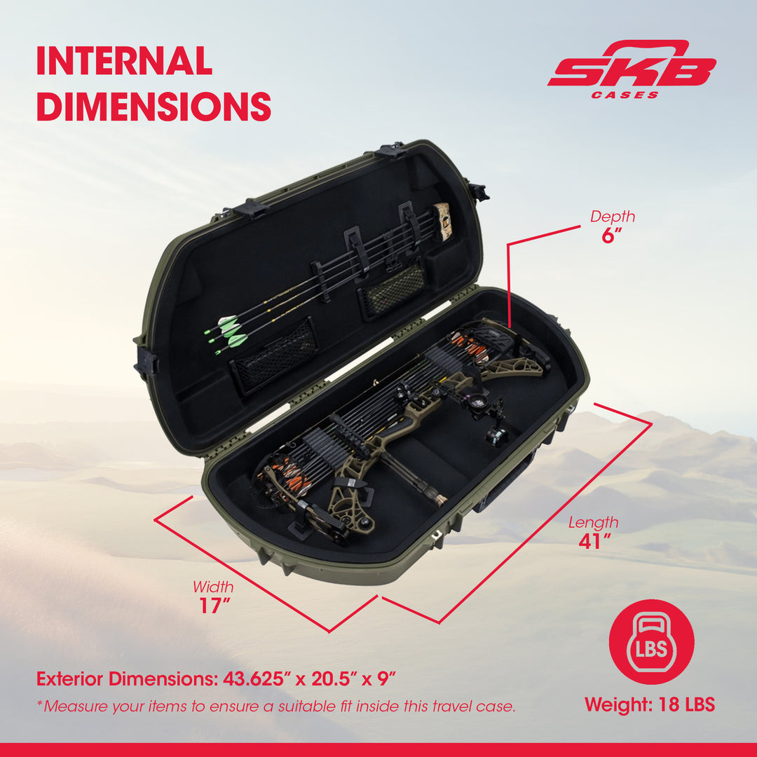 SKB Hard Protective Storage Case, Archery Bow & Arrow iSeries Shaped Case, Green