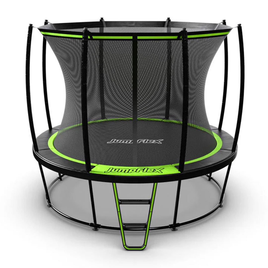 JumpFlex HERO 10' Trampoline for Kids Outdoor Play Equipment with Net and Ladder