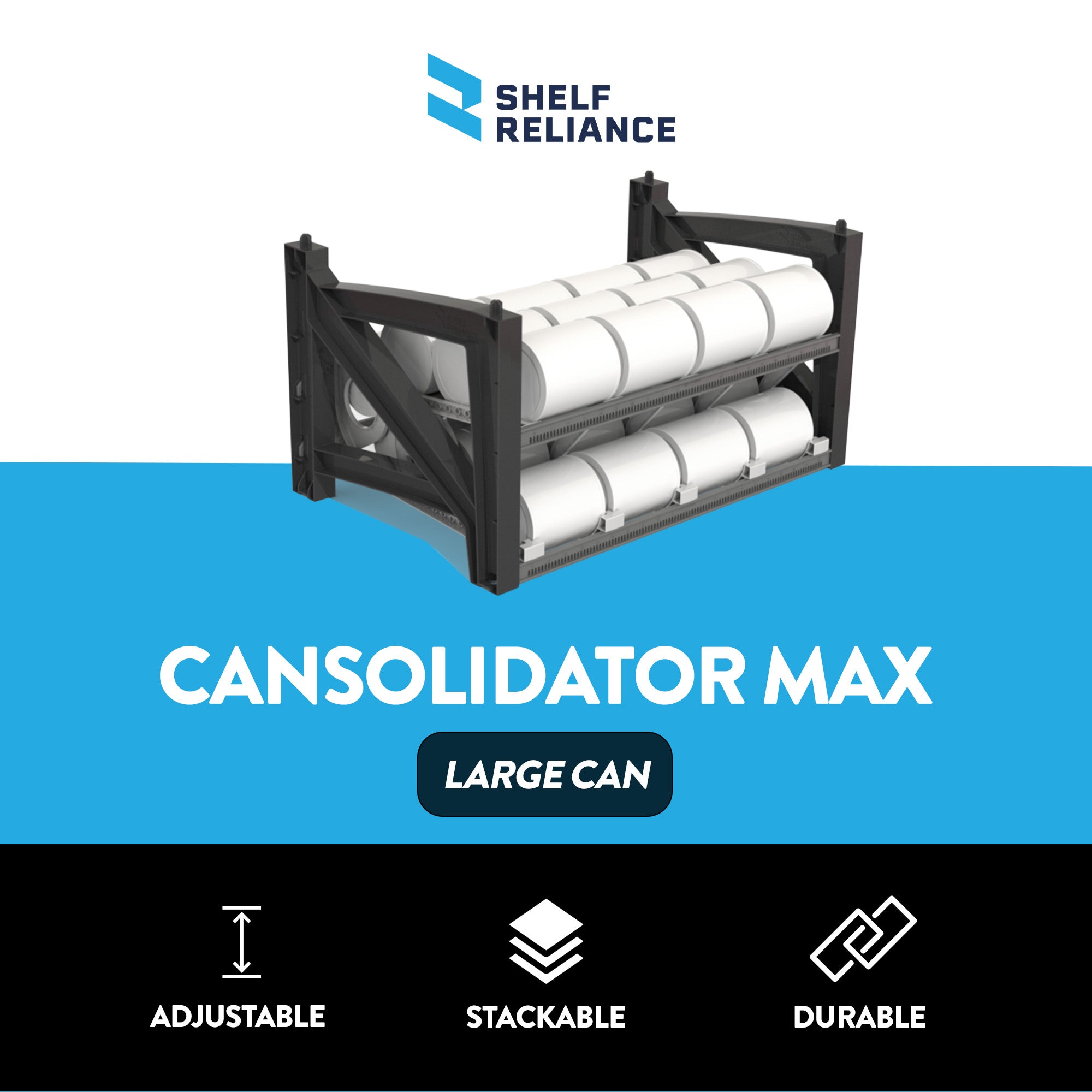 Shelf Reliance Cansolidator Max 60 Soup & Large Canned Storage, USA Made, 3 Pack - VMInnovations