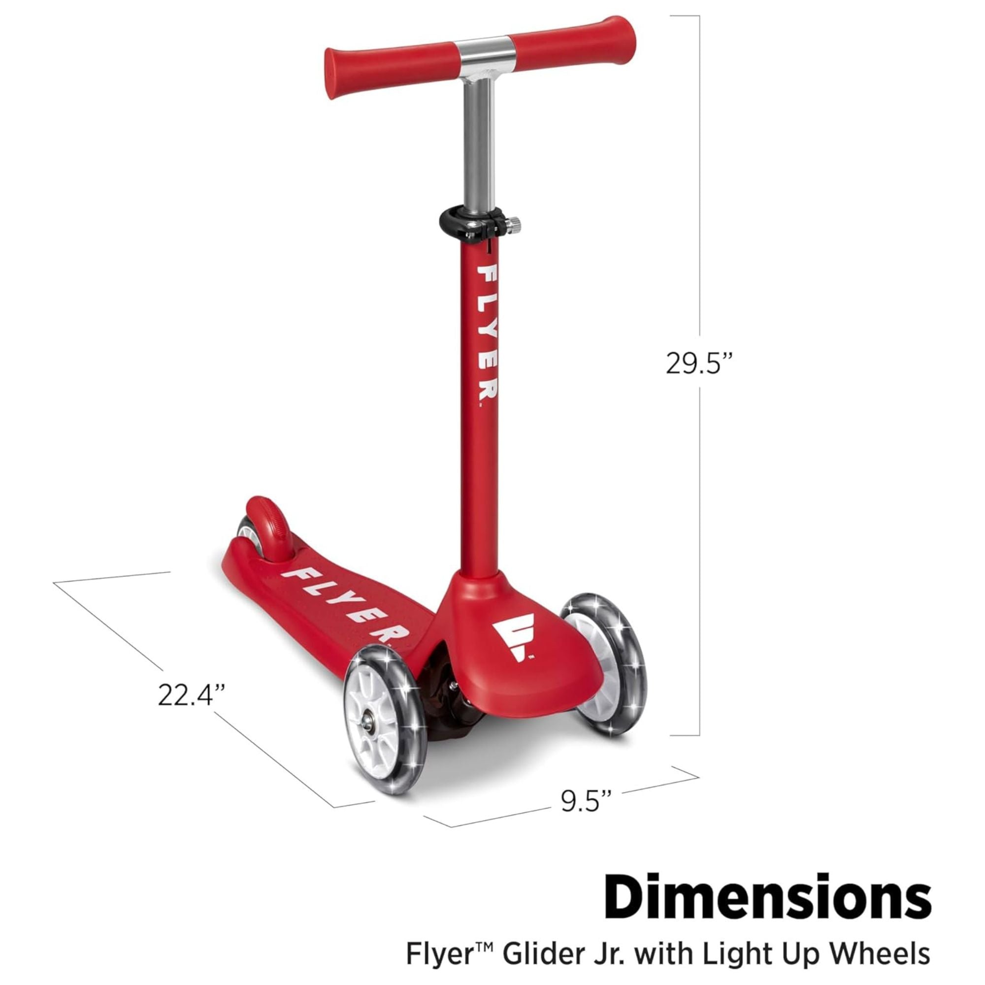 Radio Flyer Kids Toddler Flyer Glider Jr. Ride On Toy w/ Light Up Wheels, Red - VMInnovations
