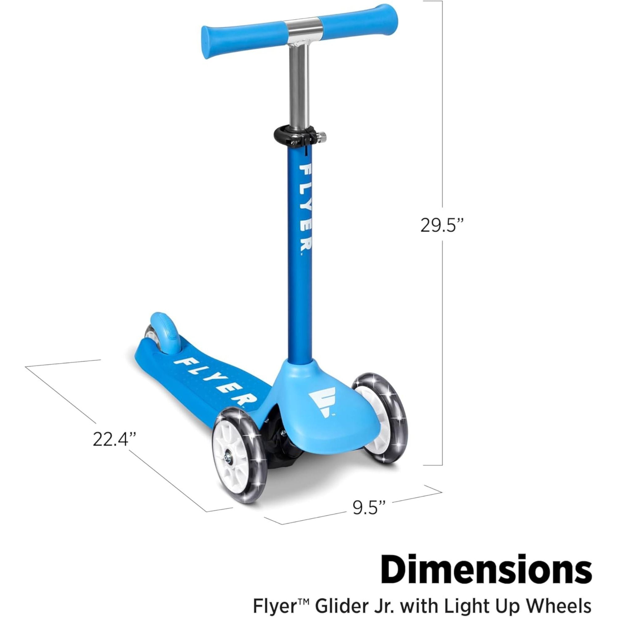 Radio Flyer Kids Toddler Flyer Glider Jr. Ride On Toy w/ Light Up Wheels, Blue - VMInnovations