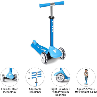 Radio Flyer Kids Toddler Flyer Glider Jr. Ride On Toy w/ Light Up Wheels, Blue - VMInnovations