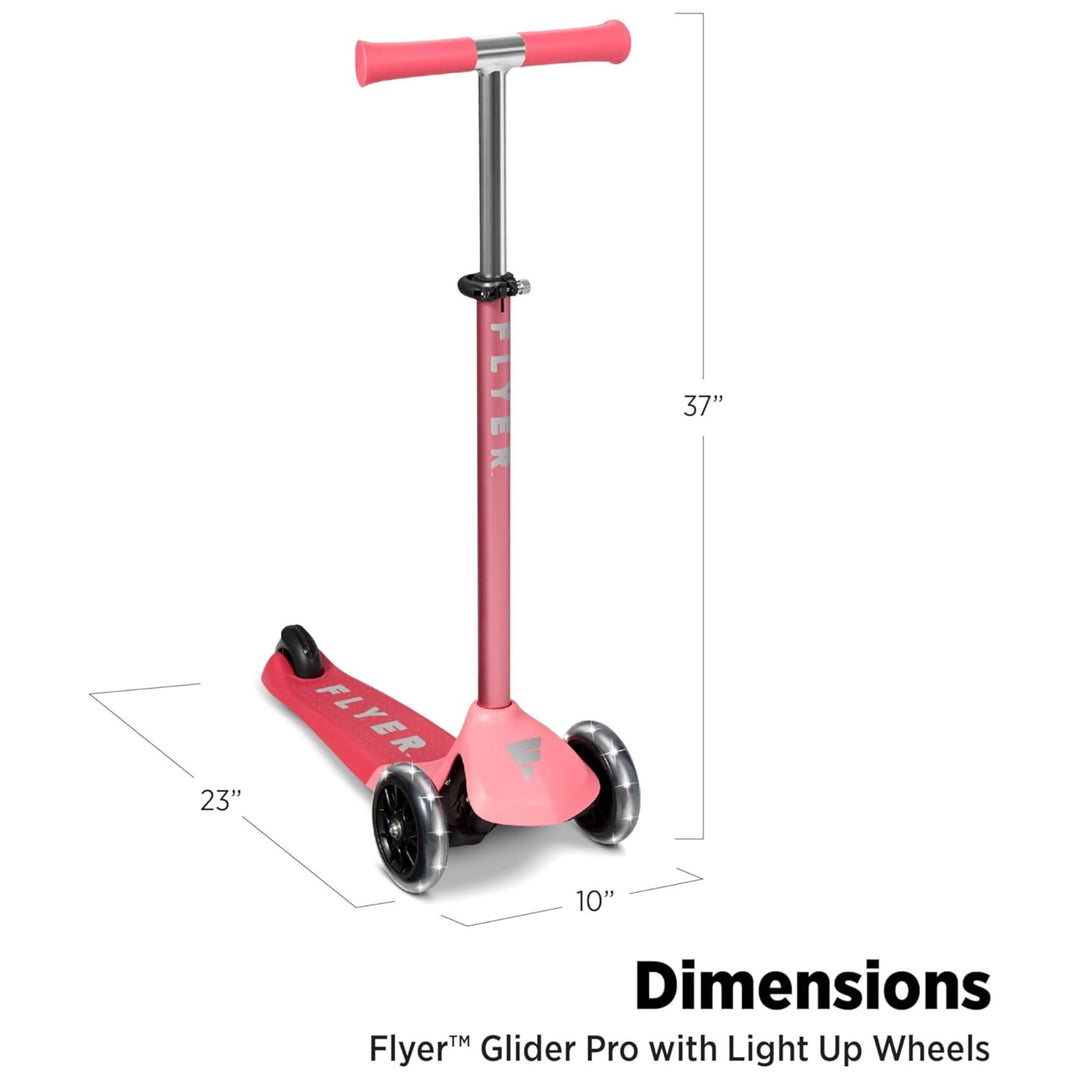 Radio Flyer Kids Scooter, Flyer Glider Pro w/ Light Up Wheels, Pink (Open Box)