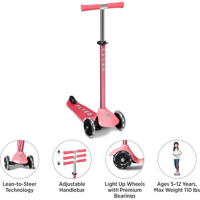 Radio Flyer Kids Scooter, Flyer Glider Pro w/ Light Up Wheels, Pink (Open Box)