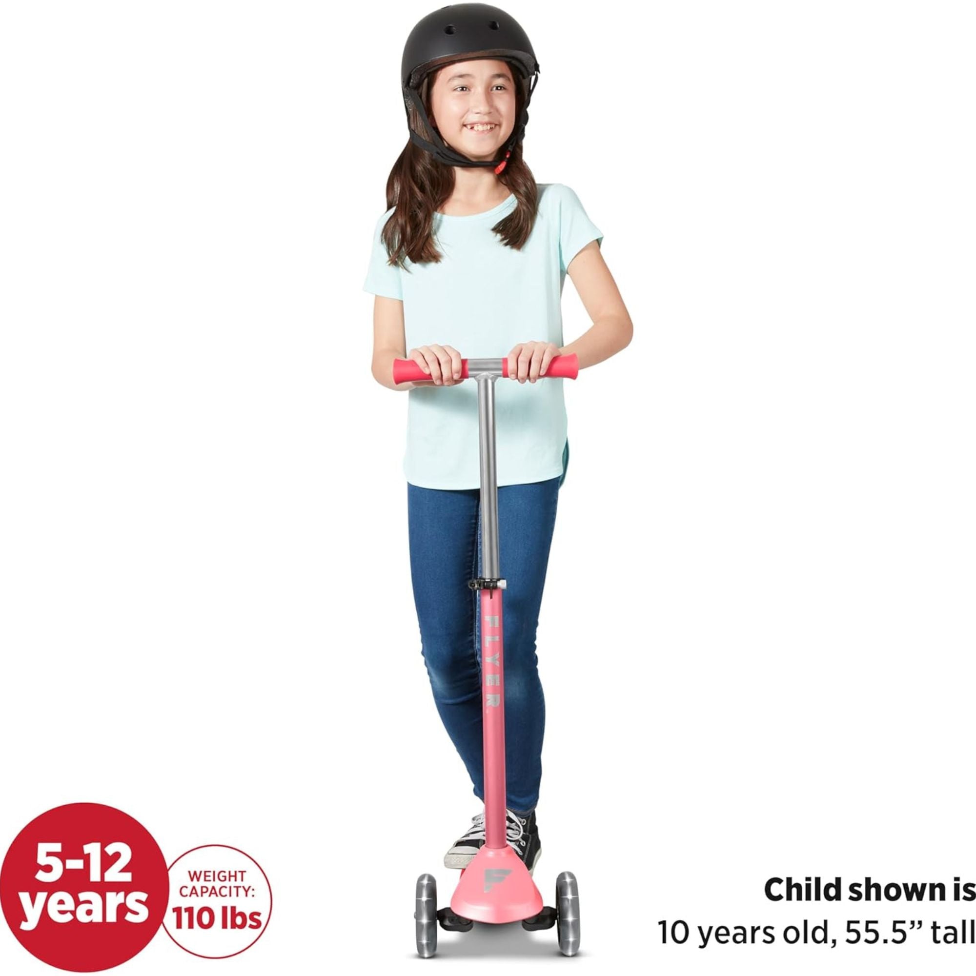 Radio Flyer Kids Scooter, Flyer Glider Pro Ride On Toy w/ Light Up Wheels, Pink - VMInnovations
