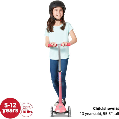 Radio Flyer Kids Scooter, Flyer Glider Pro w/ Light Up Wheels, Pink (Open Box)