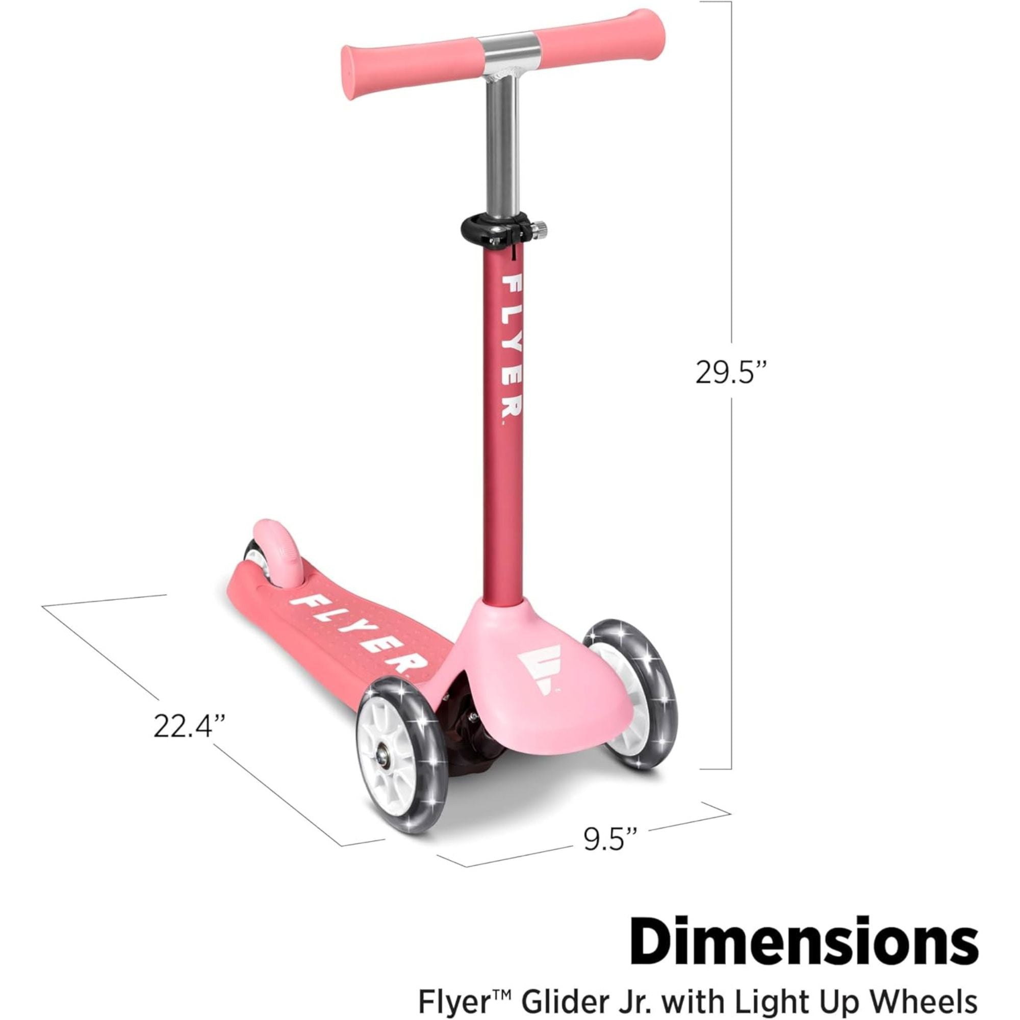 Radio Flyer Kids Toddler Flyer Glider Jr. Ride On Toy w/ Light Up Wheels, Pink - VMInnovations