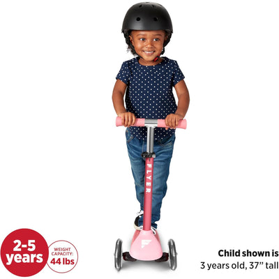Radio Flyer Kids Toddler Flyer Glider Jr. Ride On Toy w/ Light Up Wheels, Pink - VMInnovations