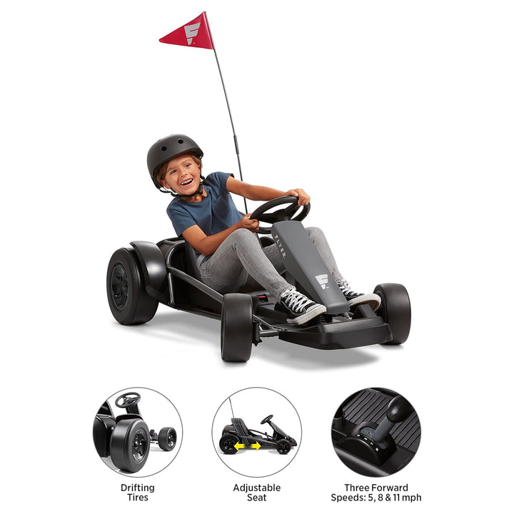 Radio Flyer 36V Battery-Powered Kids Electric Go-Kart, Grey