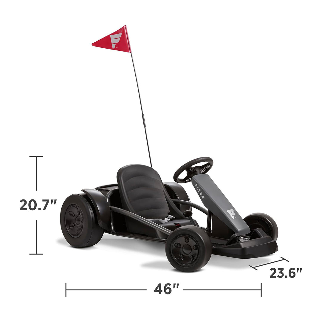 Radio Flyer 36V Battery-Powered Kids Electric Go-Kart, Grey