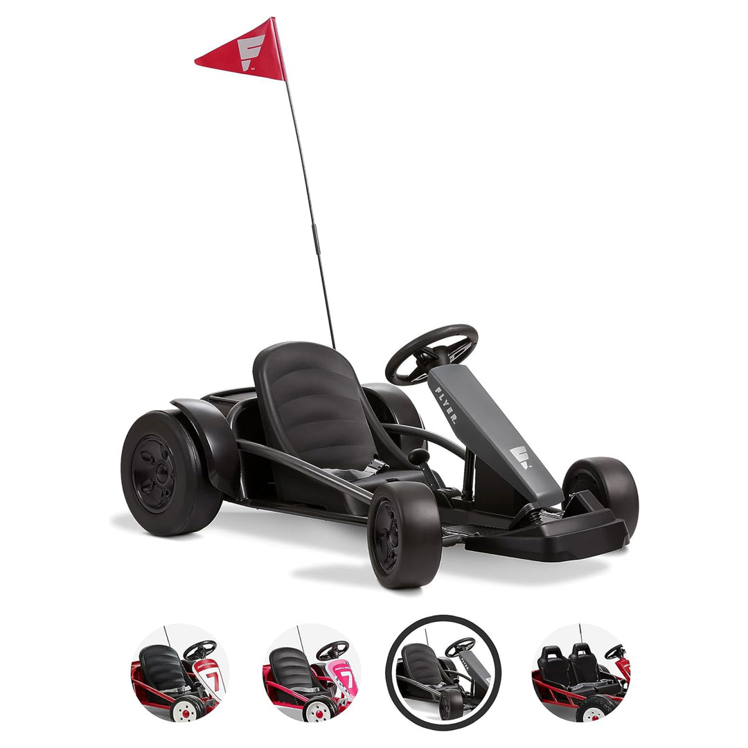 Radio Flyer 36V Battery-Powered Kids Electric Go-Kart, Grey