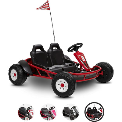 Radio Flyer Ultimate 24 Volt Electric Go-Kart for Ages 3-8, 2-Seater, Red (Used) - VMInnovations