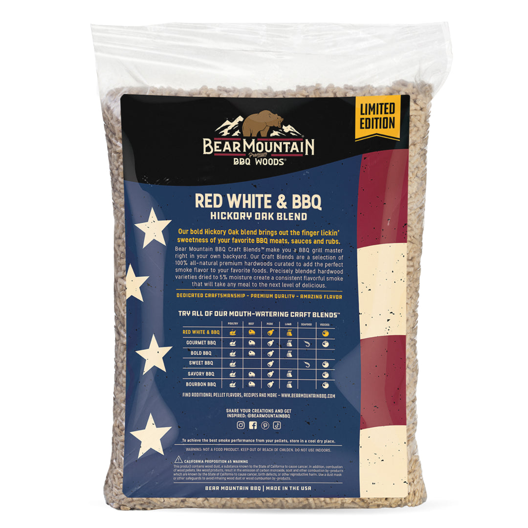Bear Mountain BBQ Limited Edition Red White & BBQ Wood Pellets, 20 Pounds, Blue - VMInnovations