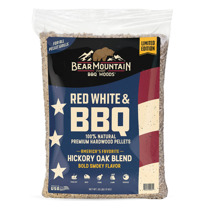 Bear Mountain BBQ Limited Edition Red White & BBQ Wood Pellets, 20 Pounds, Blue - VMInnovations