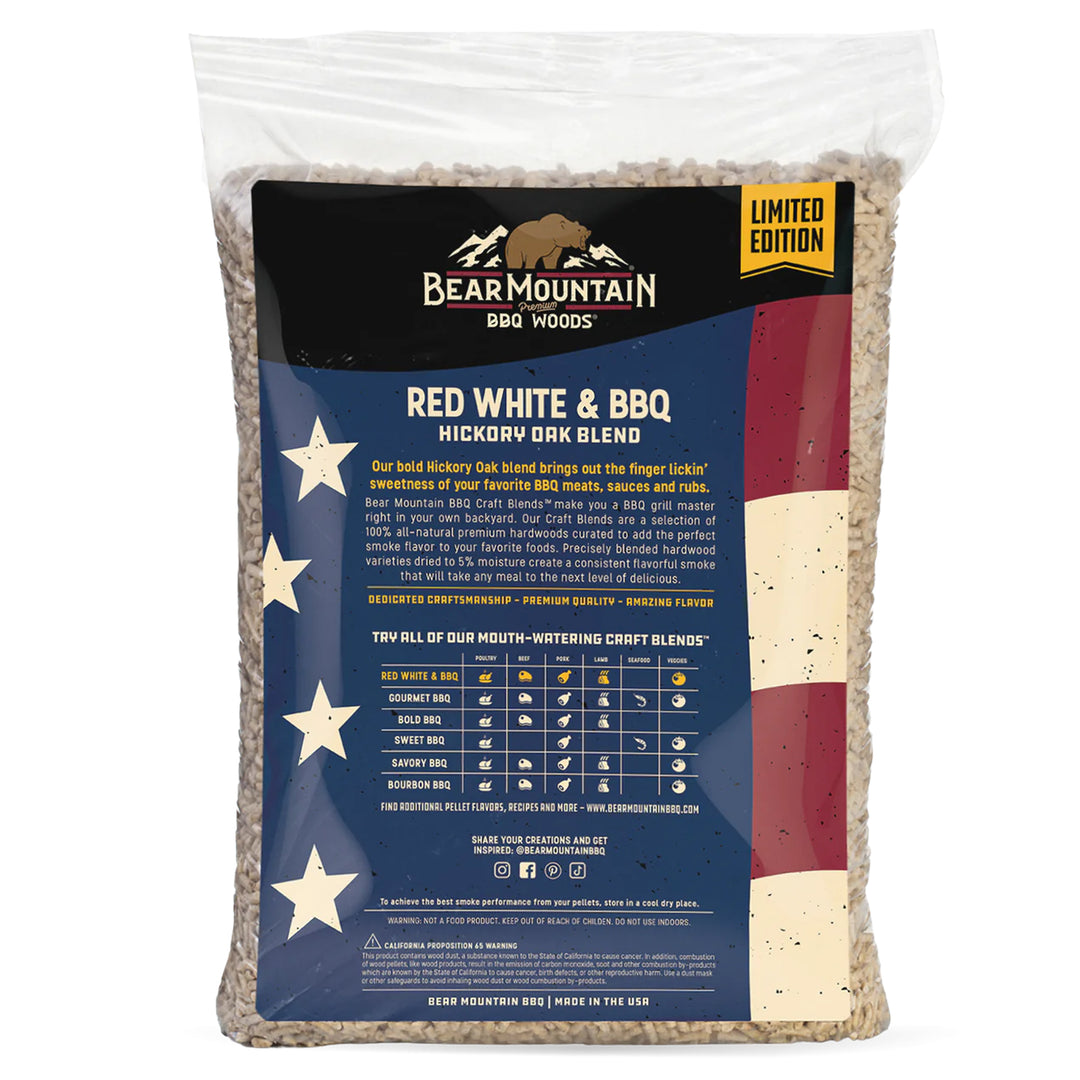 Bear Mountain BBQ Limited Edition Red White & BBQ Wood Pellets, 20 Pounds, Blue