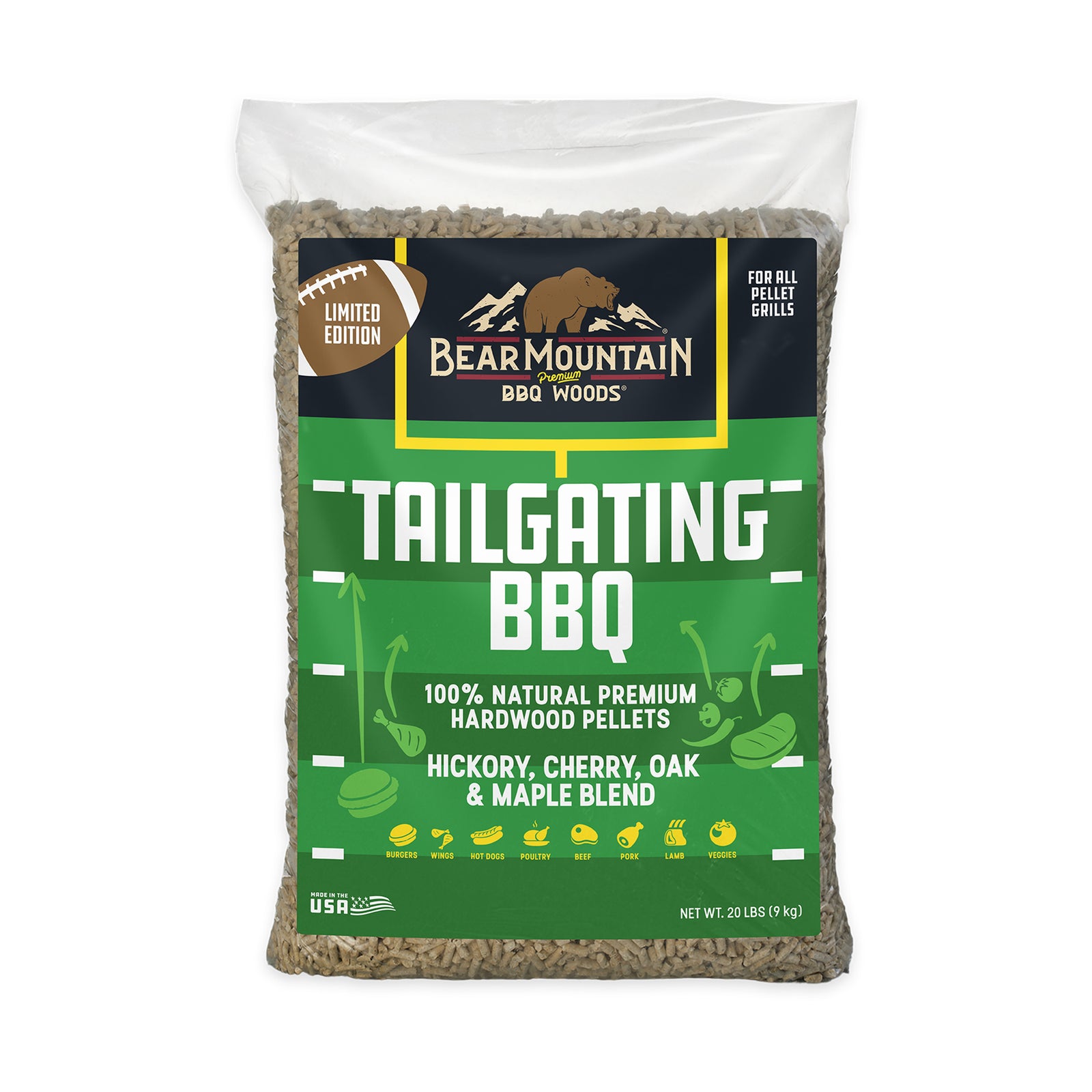 Bear Mountain Tailgating BBQ, Hickory, Cherry, Oak, and Maple Blend, 20 Pounds - VMInnovations