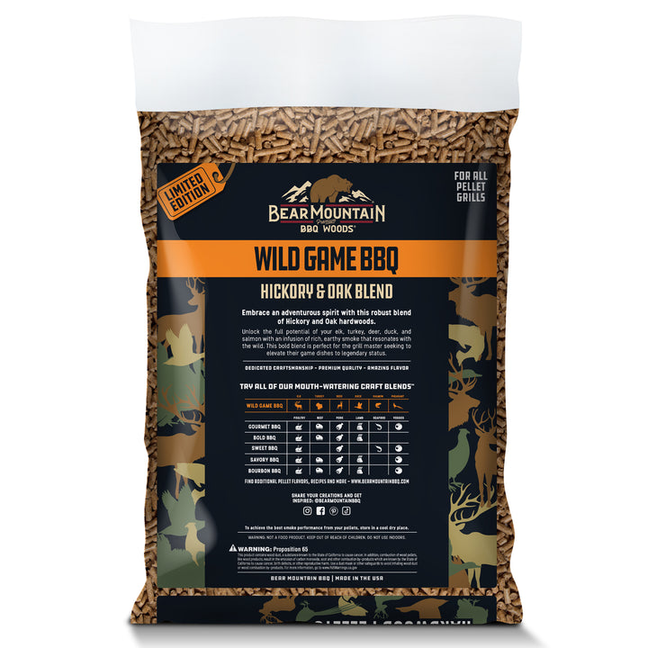 Bear Mountain Wild Game BBQ, Hickory and Oak Blend Smoker Pellets, 20 Pounds - VMInnovations