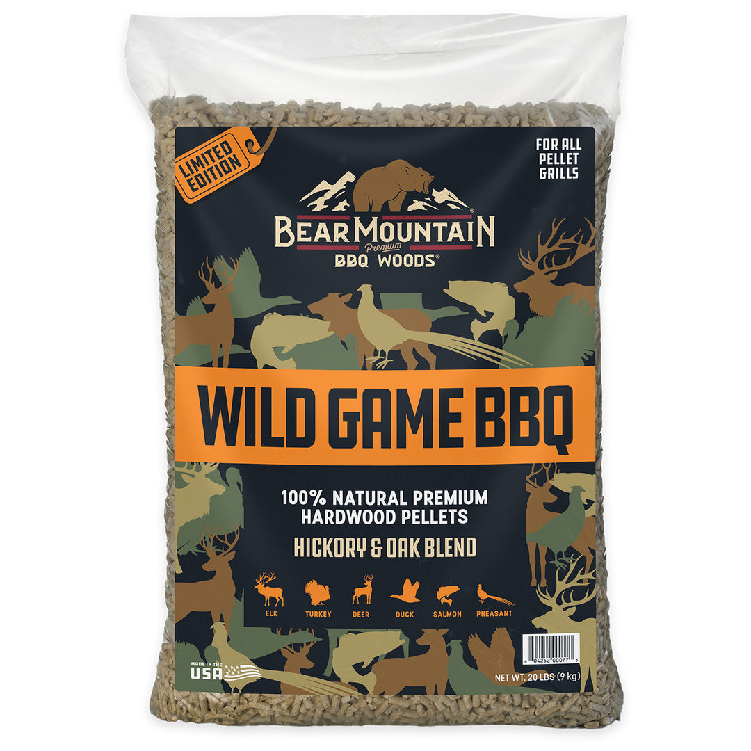 Bear Mountain Wild Game BBQ, Hickory and Oak Blend Smoker Pellets, 20 Pounds