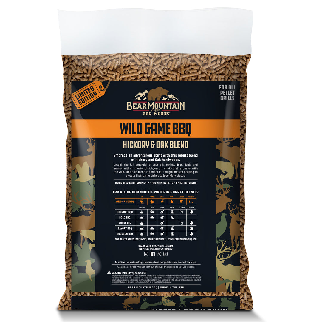 Bear Mountain Wild Game BBQ, Hickory and Oak Blend Smoker Pellets, 20 Pounds