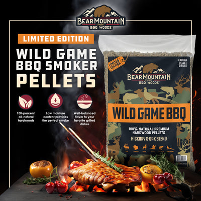 Bear Mountain Wild Game BBQ, Hickory and Oak Blend Smoker Pellets, 20 Pounds - VMInnovations