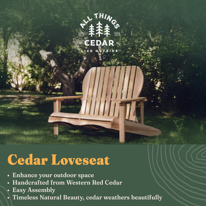 All Things Cedar 54” Wood Adirondack Chair Outdoor Patio Seat, Natural(Open Box)