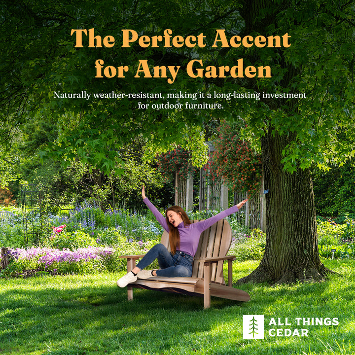 All Things Cedar 54” Wood Adirondack Chair Outdoor Patio Seat, Natural(Open Box)