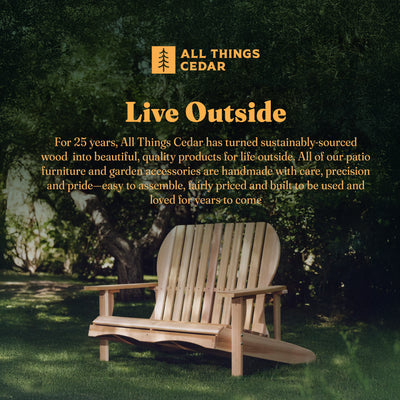 All Things Cedar 54” Wood Adirondack Chair Outdoor Patio Seat, Natural(Open Box) - VMInnovations