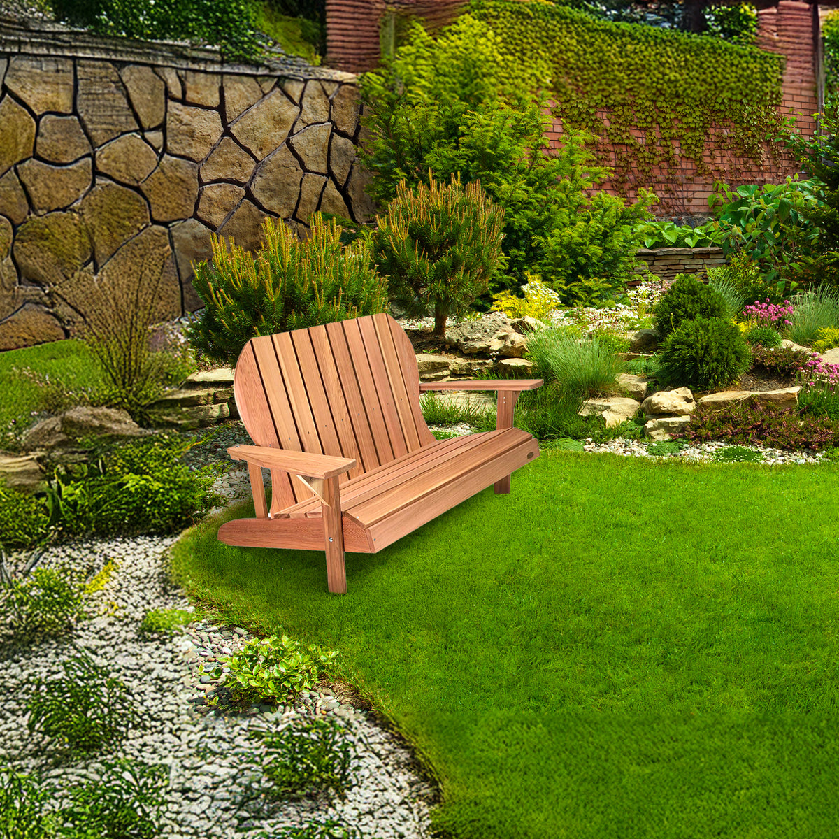 All Things Cedar 54” Wood Adirondack Chair Outdoor Patio Seat, Natural(Open Box) - VMInnovations