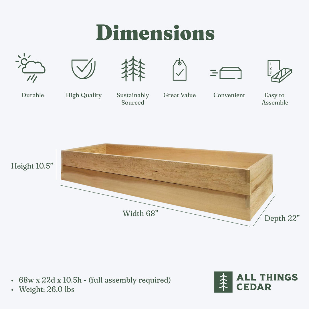 All Things Cedar 6x2 Ft Elevated Garden Box with Stackable and Expandable Design