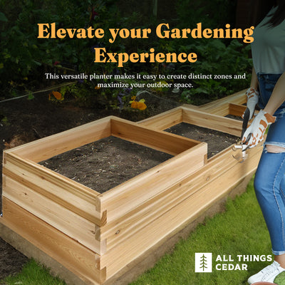 All Things Cedar 3-Tier Raised Garden Planter Bed Box (Open Box) - VMInnovations
