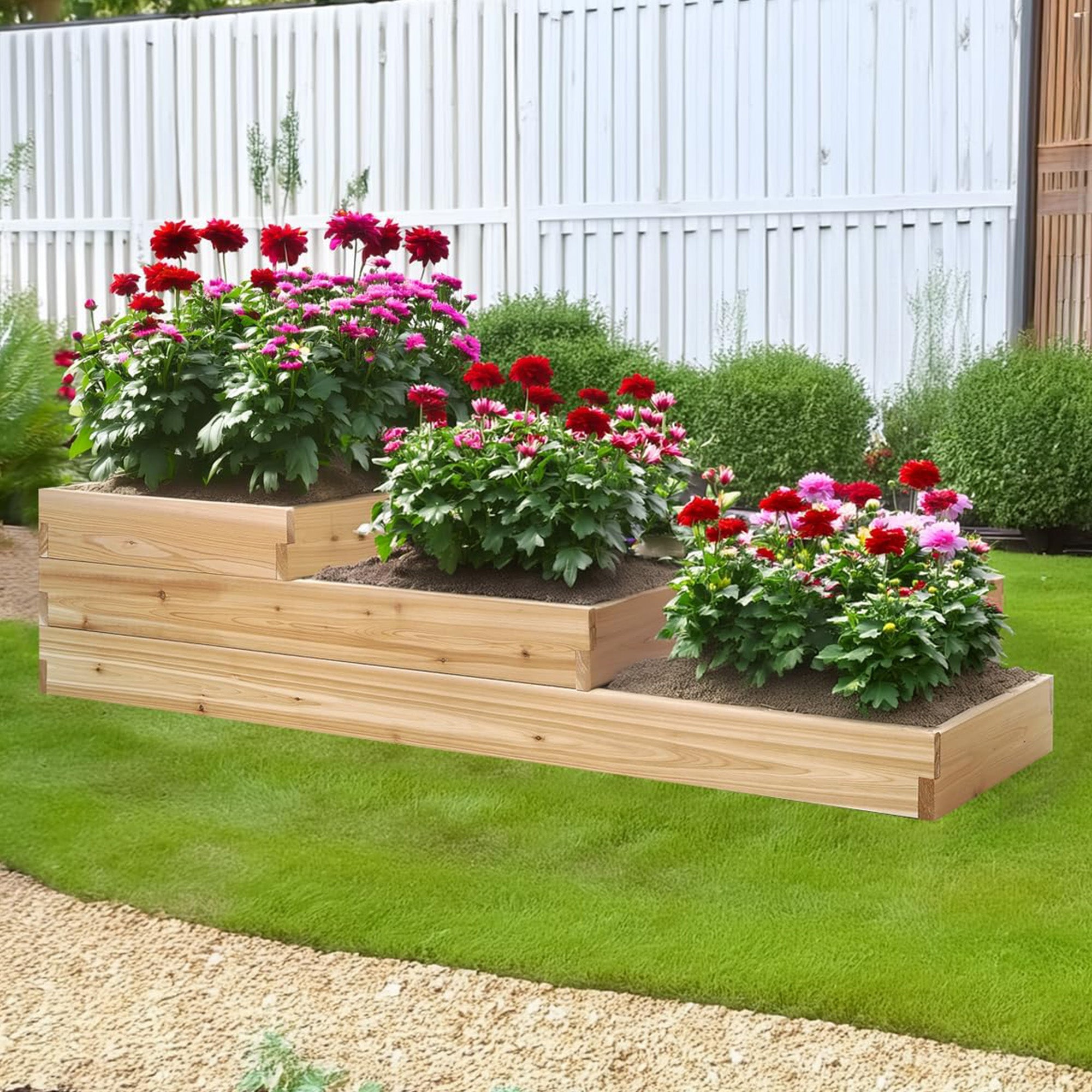 All Things Cedar 3-Tier Raised Garden Planter Bed Box (Open Box) - VMInnovations