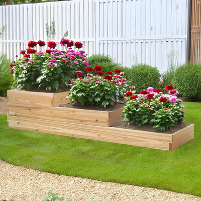 All Things Cedar 3-Tier Raised Garden Planter Bed Box (Open Box) - VMInnovations