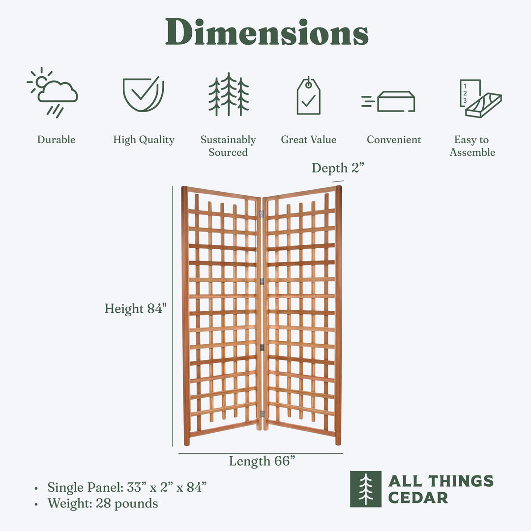 All Things Cedar 2-Piece Outdoor Single Trellis Handcrafted for Climbing Plants