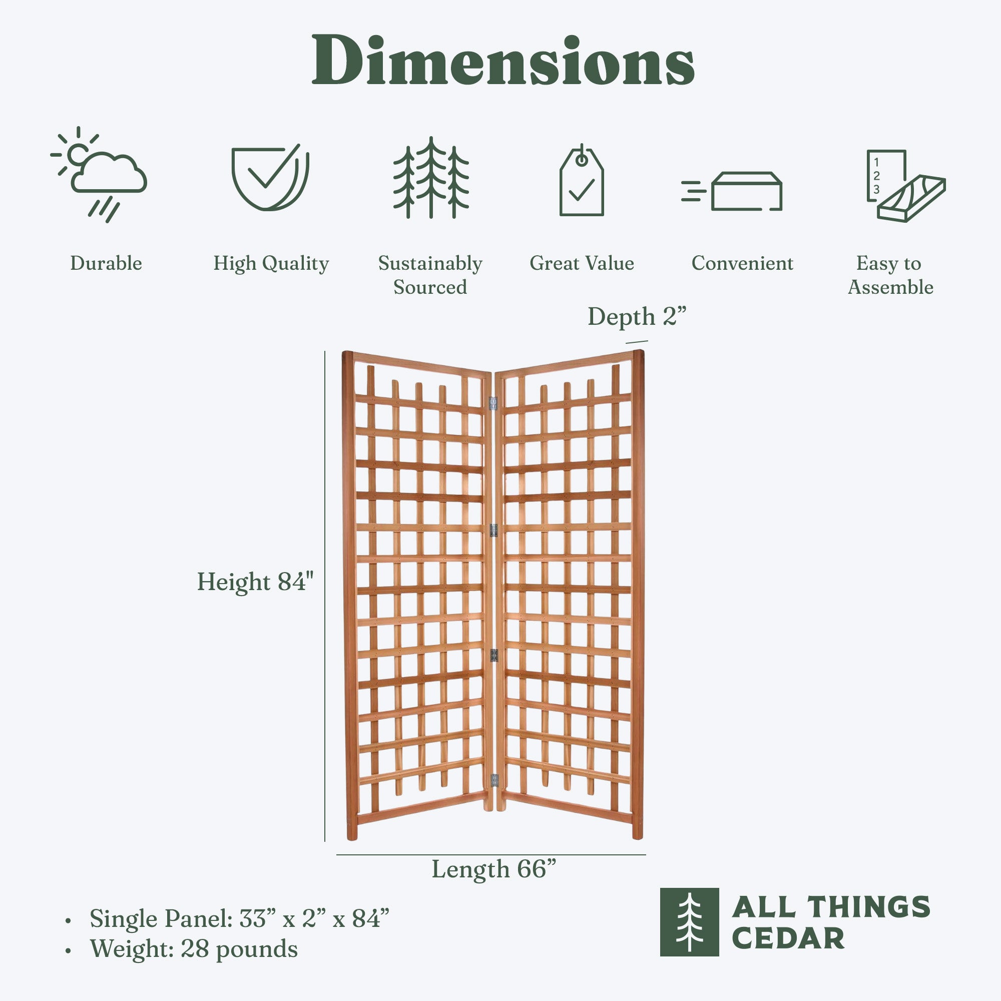 All Things Cedar 2-Piece Outdoor Single Trellis for Climbing Plants (Open Box)