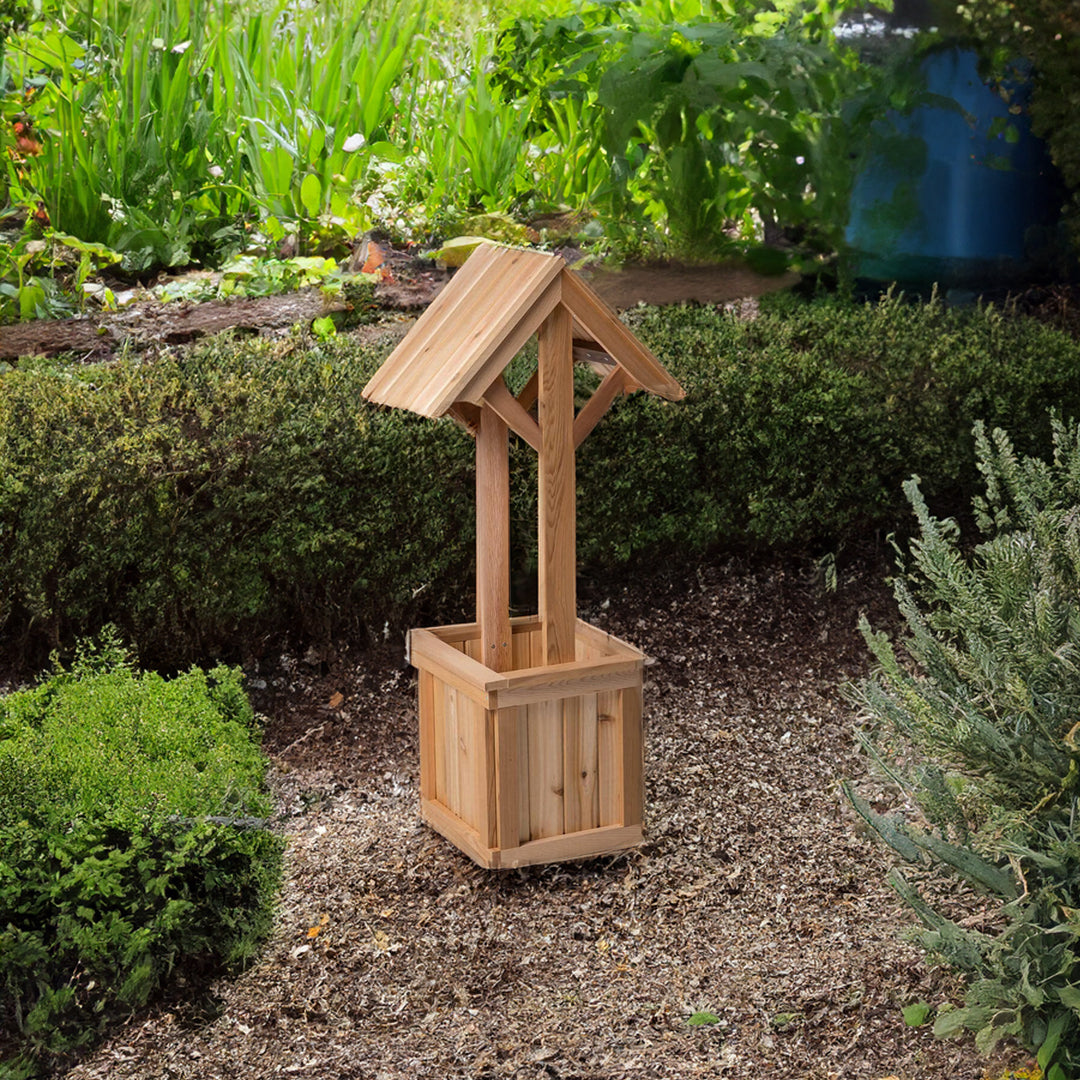 All Things Cedar 4-Ft Outdoor Wishing Well Planter Box for Flowers and Plants