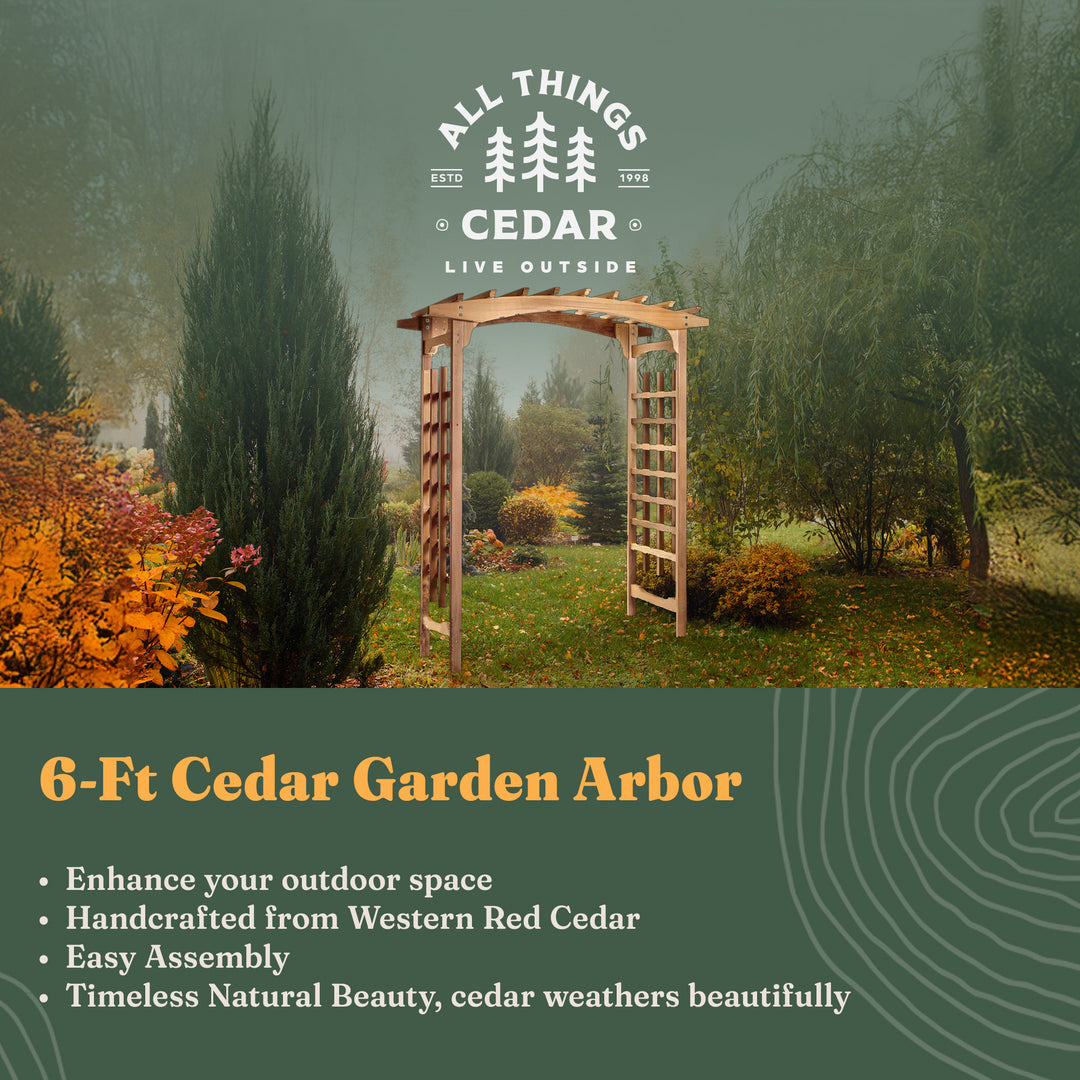 All Things Cedar 6-Foot Pagoda Arbor Garden Arch Trellis for Climbing Plants