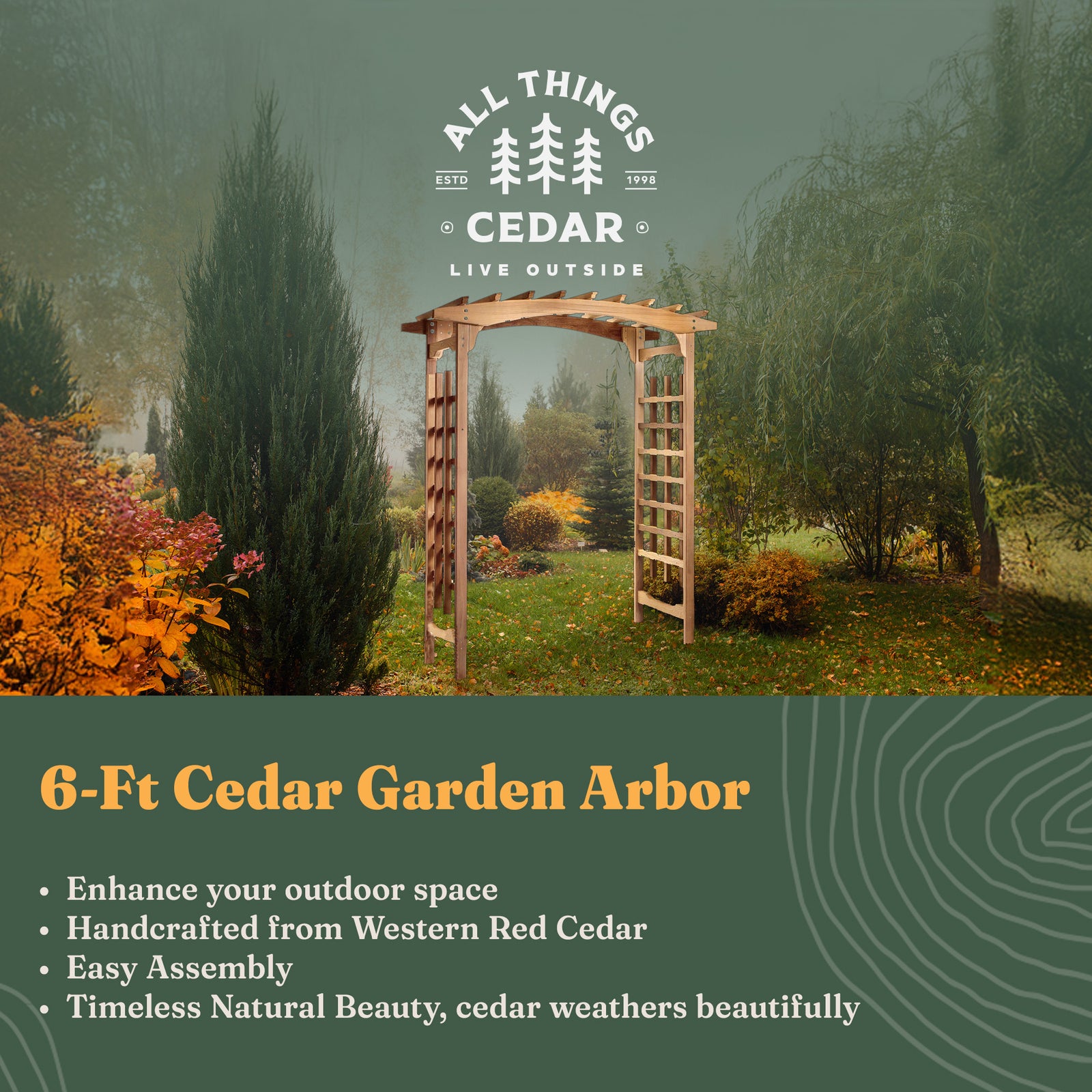 All Things Cedar 6-Foot Pagoda Arbor Garden Arch for Climbing Plants (Open Box) - VMInnovations