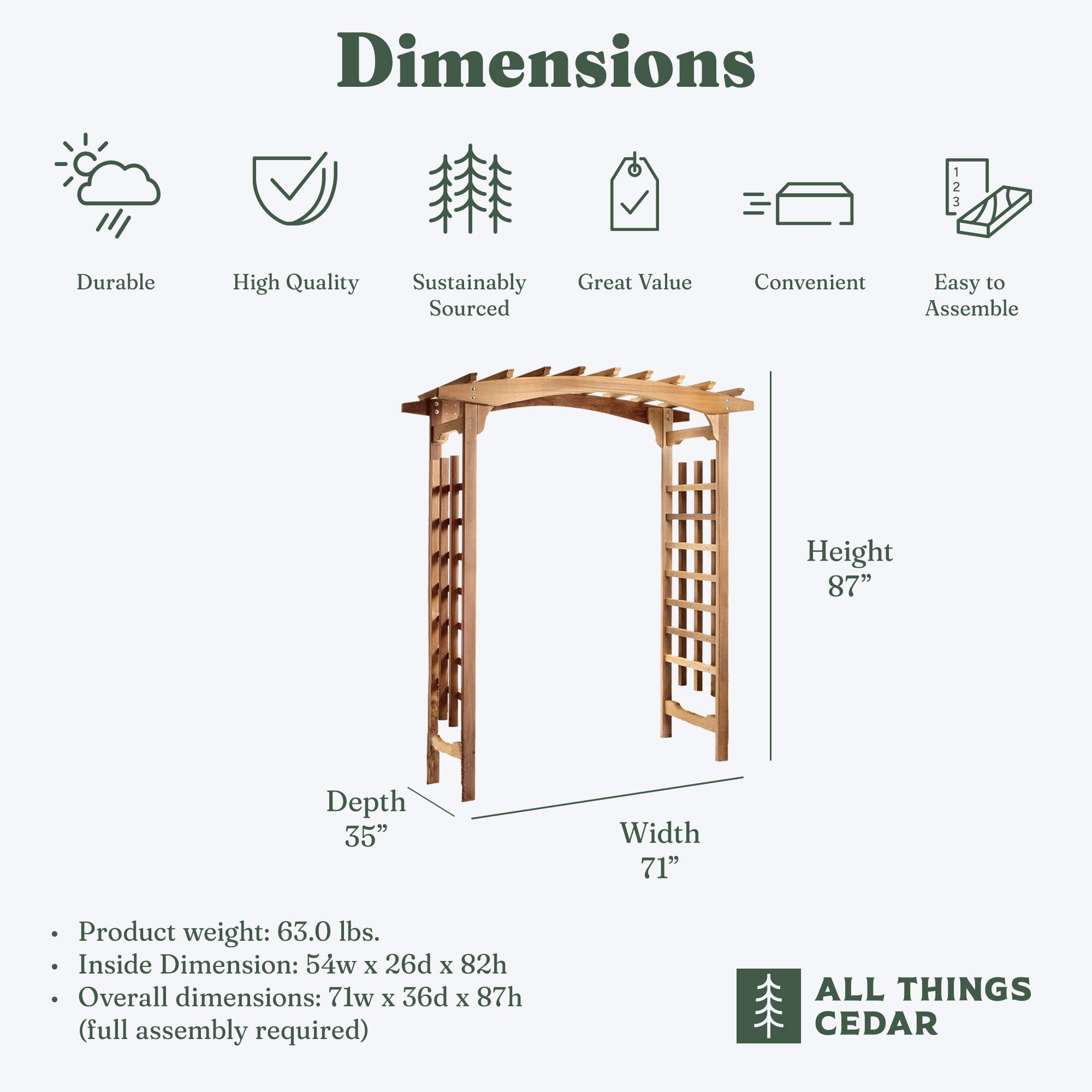 All Things Cedar 6-Foot Pagoda Arbor Garden Arch Trellis for Climbing Plants (Open Box)